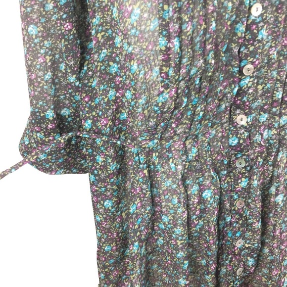 Sound & Matter Women’s Cottagecore Floral Button Down Sheer 3/4 Sleeve Blouse - Picture 12 of 16